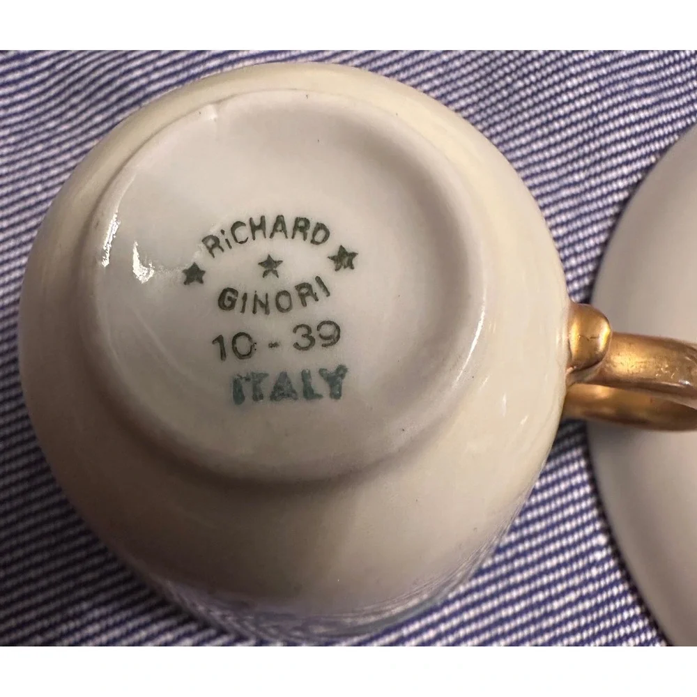 Richard Ginori Italy Hand Painted Forget Me Not Floral Tea Cup‎ Saucer